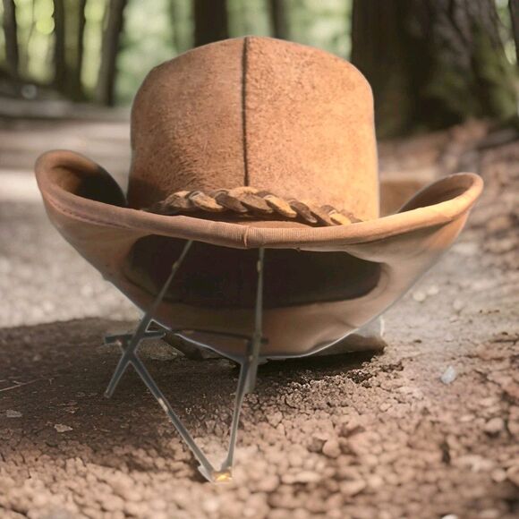 Vintage Skullys Henschell Weathered Suede Hippie Boho Outback Hat USA Large - Picture 1 of 16